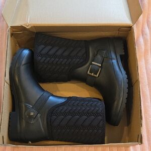 Sperry Black Quilted Rubber Boots  Sz 7